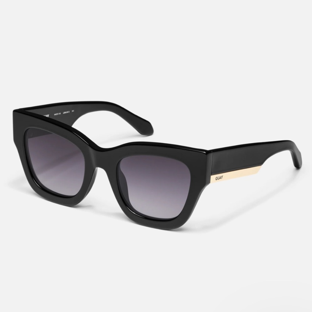 Quay By The Way Square Shaped Oversized Sunglasses Black Frame Smoke Lens - Picture 4 of 14